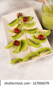 Christmas Tree Made Of Kiwis, A Festive Kid Dessert 