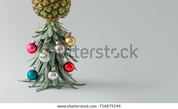 Christmas Tree Made Pineapple Christmas Bauble Backgrounds