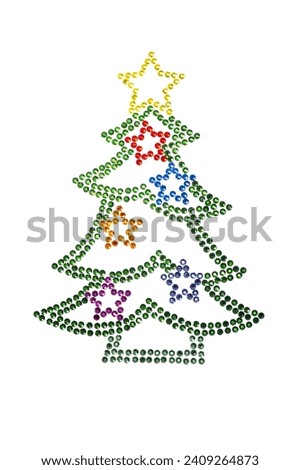 Christmas tree made of rhinestones over white