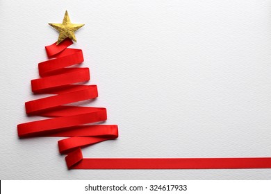 christmas tree made from ribbon - Shutterstock ID 324617933