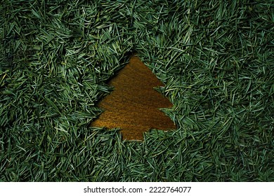 Christmas tree needles and negative space background
