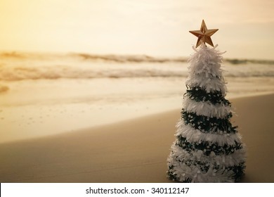 Christmas Tree On The Beach 