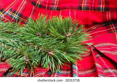 Christmas tree on a chequered pattern background
