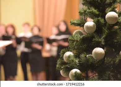 Christmas Tree On Choir Background