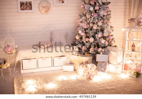 Christmas Tree Pink Shabby Chic Style Stock Photo Edit Now 497481139