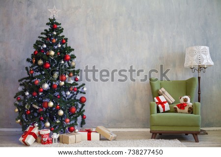 Christmas tree with presents home for the new year