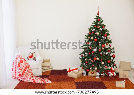 Christmas tree with presents home for the new year