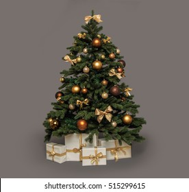 christmas tree with presents under