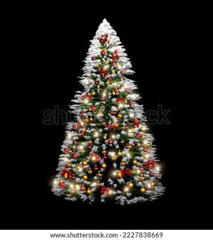 Christmas tree with red balls isolated against dark background