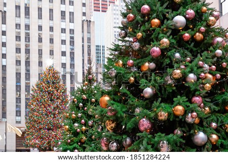 Christmas Tree in Rockefeller Center, New York, USA - Christmas Holidays Background