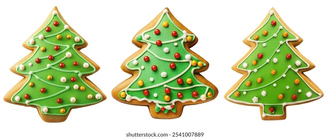 Christmas tree shaped cookie set on white background. Holiday and party concept. - Powered by Shutterstock