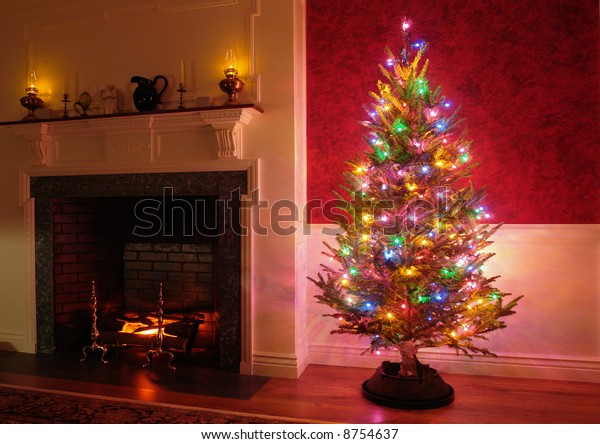 Christmas Tree Vintage Multicolor Lights Old Stock Photo Edit Now