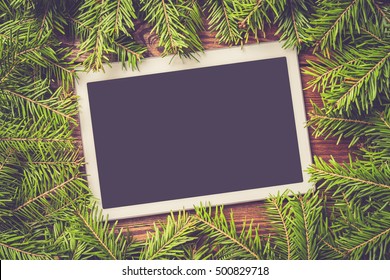 Christmas tree with white digital tablet