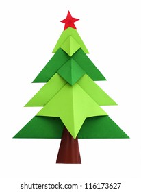 Christmas Tree White Isolated Origami