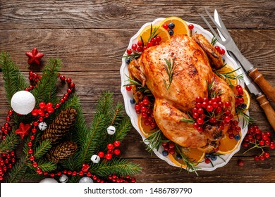 Рождественская индейка. Традиционная праздничная еда на Рождество или День благодарения