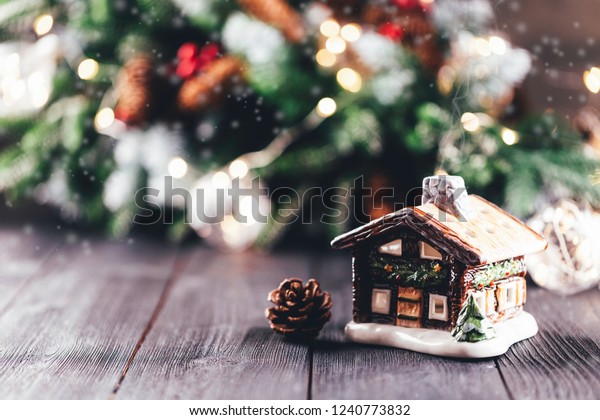 Christmas Village House Candle Inside On Stock Photo Edit Now