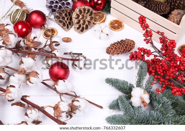 Download Christmas Wallpaper Red Balls Cones On Holidays Stock Image 766332607 PSD Mockup Templates