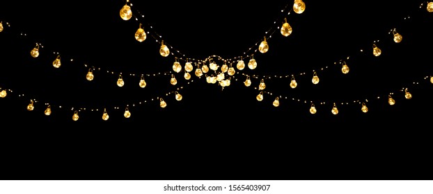 Christmas Of Wedding Lights Isolated On Black Background