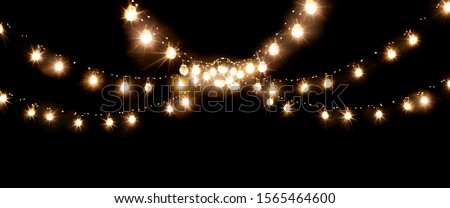 Christmas of wedding lights isolated on black background