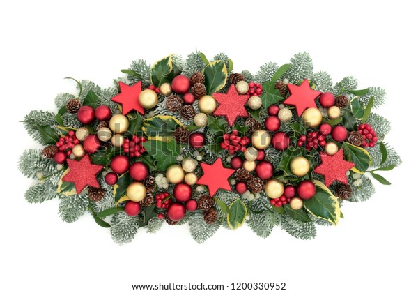 Christmas Winter Table Decoration Red Gold Stock Photo Edit Now