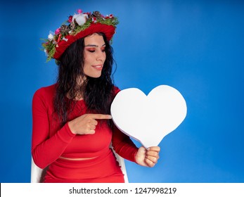christmas woman with heart box