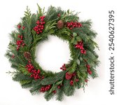 Christmas wreath isolated on white background