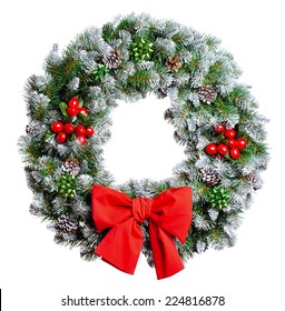 Christmas Wreath Isolated On White Background