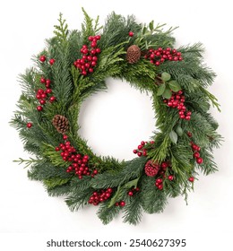 Christmas wreath isolated on white background - Powered by Shutterstock