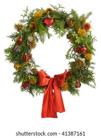 Christmas Wreath Isolated On White