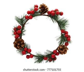 Christmas Wreath Isolated On A White Background