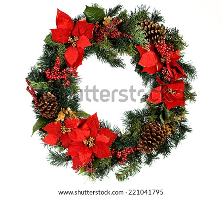 Christmas wreath, isolated on white.