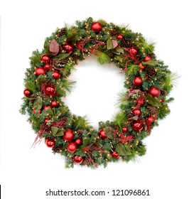 Christmas Wreath Isolated Over White Background