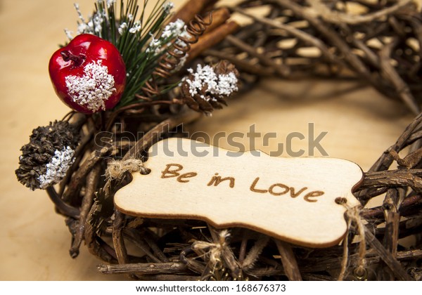 Christmas Wreath Made Twigs Love Stock Image Download Now