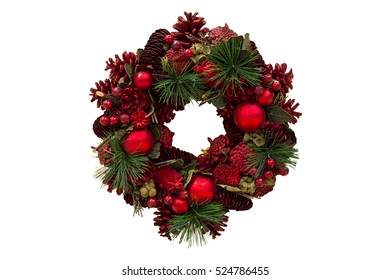 Christmas Wreath. New Year. Isolated. White Background.