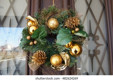 Christmas Wreath On The Door