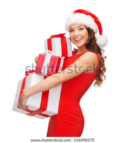 Similar – Image, Stock Photo Many hats of Santa on a rustic wooden table