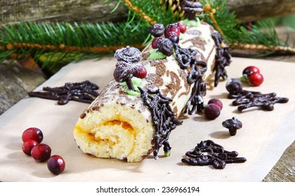 Christmas yule log or buche de Noel