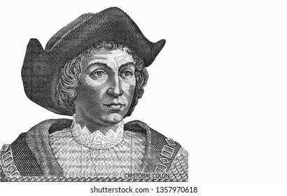 Christopher Columbus Portrait from Salvadoran Banknotes. 