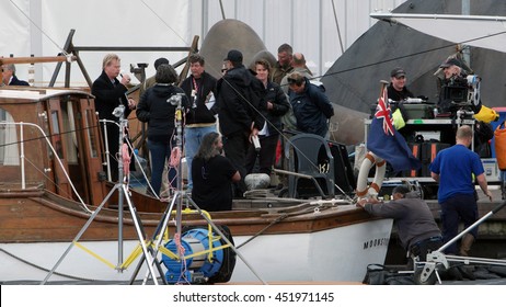 Christopher Nolan,Mark Rylance Filming For The World War II Action Thriller Dunkirk By Urk Netherlands 12 July 2016