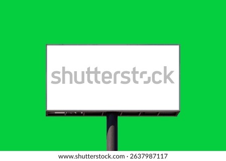 Chroma key compositing. Empty billboard with green screen outdoors. Mockup for design
