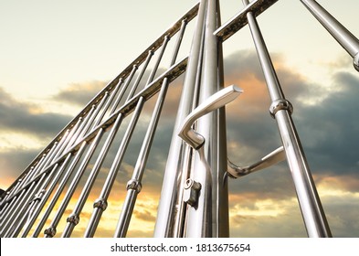 Chrome fence gate. Chromium Stainless steel fence