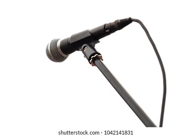 Chrome microphone isolated on a white background close up - Shutterstock ID 1042141831