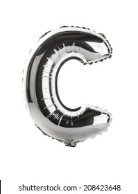 Chrome Silver Balloon Font Part Of Full Set Upper Case Letters, C