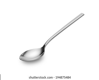 chrome spoon on isolated white background