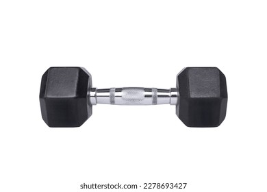 Chromium and black Dumbbell on isolated white background with clipping path - Shutterstock ID 2278693427