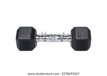 Chromium and black Dumbbell on isolated white background with clipping path