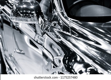 Chromium chrome reflection mirror surface car shine.