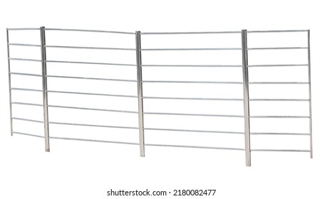 Chromium Metal Fence With Handrail On White Background