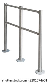 Chromium Metal Fence With Handrail On White Background