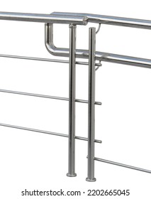 Chromium Metal Fence With Handrail On White Background